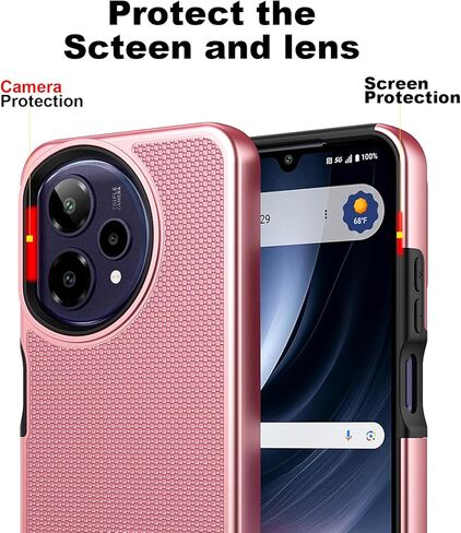 حافظة Ailiber for Cricket Icon Pro 2026، واقي شاشة AT&T Motivate Pro 2 5G، حماية هجينة بطبقة مزدوجة، ظهر صلب غير قابل للانزلاق وممتص للصدمات من السيليكون الناعم، غطاء هاتف خلوي نحيف مقاوم للصدمات - أسود in Kuwait