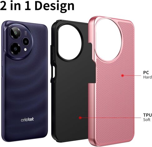 حافظة Ailiber for Cricket Icon Pro 2026، واقي شاشة AT&T Motivate Pro 2 5G، حماية هجينة بطبقة مزدوجة، ظهر صلب غير قابل للانزلاق وممتص للصدمات من السيليكون الناعم، غطاء هاتف خلوي نحيف مقاوم للصدمات - أسود in Kuwait