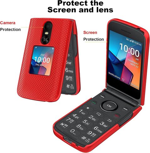 حافظة Ailiber لهاتف TCL Flip 4 5G، حافظة الهاتف الخلوي TCL T440W، مع واقي شاشة، ممتص الصدمات الواقي من السيليكون المقاوم للصدمات بطبقة مزدوجة، ظهر غير قابل للانزلاق، غطاء هاتف متين شديد التحمل - أحمر in Saudi Arabia