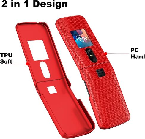 حافظة Ailiber لهاتف TCL Flip 4 5G، حافظة الهاتف الخلوي TCL T440W، مع واقي شاشة، ممتص الصدمات الواقي من السيليكون المقاوم للصدمات بطبقة مزدوجة، ظهر غير قابل للانزلاق، غطاء هاتف متين شديد التحمل - أحمر in Saudi Arabia