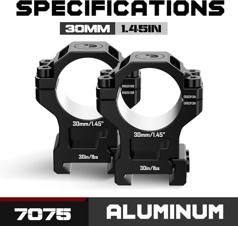 7075 Series Aluminum 30mm 34mm 1 inch Scope Rings, High Precision Pre-lapped Picatinny Scope Rings, Medium/High/Low Profile Scope Mount for Picatinny Rail in Kuwait
