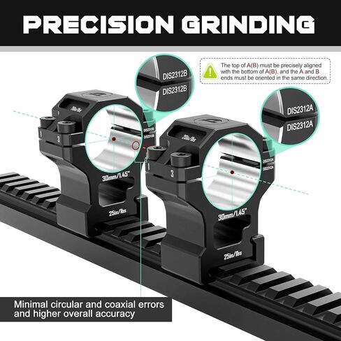 7075 Series Aluminum 30mm 34mm 1 inch Scope Rings, High Precision Pre-lapped Picatinny Scope Rings, Medium/High/Low Profile Scope Mount for Picatinny Rail in Kuwait