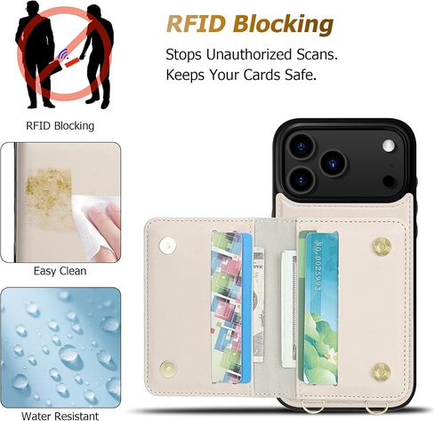 LOHASIC for iPhone 17 Pro Max Crossbody Wallet Case, RFID Blocking iPhone 17 Pro Max Case with Card Holder, 4 Card Slots & 2 Cash Pockets, Leather Case for Women Girls, Ivory White in Saudi Arabia