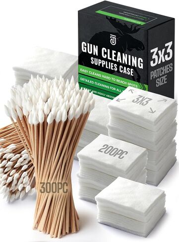 900pc Gun Cleaning Supplies Case - 300pcs Patches & 600pcs Swabs - 6-inch Lint Free, 3x3 Inch Highly Absorbent Patches - Cleaning Kit Supplies in Saudi Arabia