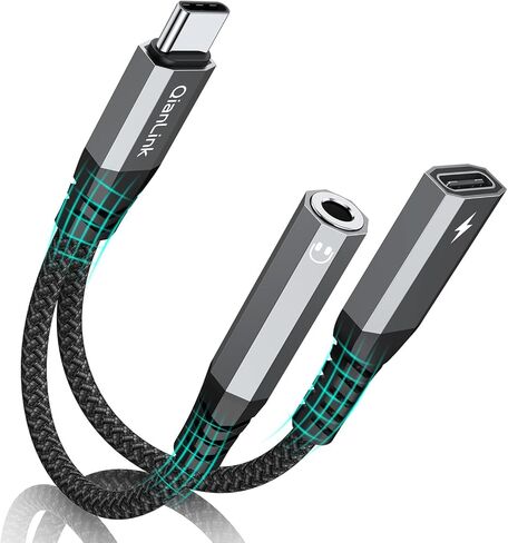 USB C to 3.5mm Headphone and Charger Adapter, 2-in-1 Type C to Aux Jack Cable with PD 60W Fast Charging for iPhone15 16 17 Pro Max, Samsung Galaxy S22 S23 S24 S25 Ultra, Note 20, iPad Air4, Pixel 8 9 in Kuwait