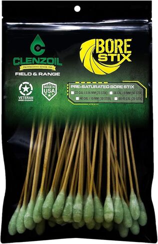 Clenzoil Field & Range Bore Stix | Pre-Saturated Gun Cleaning Cotton Swabs | Caliber Specific Gun Barrel Swabs for Pistols in Saudi Arabia