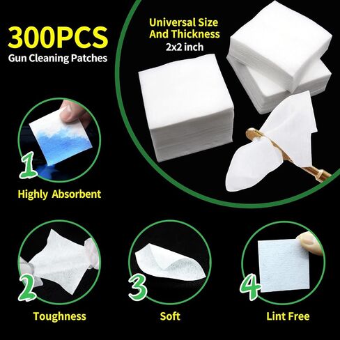 1700PCS gun cleaning supplies—1500PCS Gun Cleaning Patches +200PCS Gun Cleaning swabs,2"x2"Lint Free Gun Cleaning Rags,6"Long Cotton swabs for 9mm and All Caliber of Firearms.Gun Cleaning Kit in Kuwait