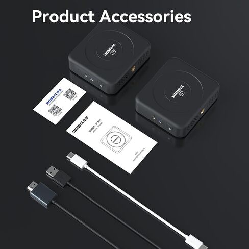 جهاز إرسال واستقبال فيديو لاسلكي مع نظام HDMI للهواتف والكاميرات، يعمل بالبطارية، نطاق 492 قدم، زمن الوصول 60 مللي ثانية، أسود in Kuwait