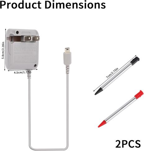 شاحن لـ DS Lite مع كابل USB و2 قلم، طقم محول شحن تيار متردد، استبدال سلك الطاقة لأنظمة DS Lite غير المتوافقة مع DSI Switched 3DS 2DS Dock in Kuwait