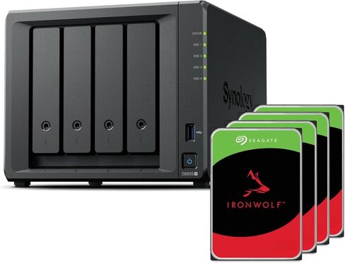 Synology DS925+(2X 2.5GbE Ports, Ryzen V1500B, 4GB RAM) 4-Bay 16TB Bundle with 4X 4TB Seagate Ironwolf HDDs in Saudi Arabia