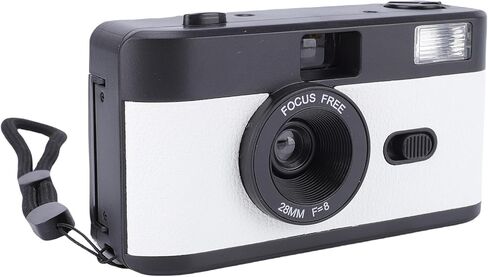 PUSOKEI 35mm Film Camera, Reusable Retro Film Camera with Built in 27 Color Films and Flash, 28mm F8 Lens Manual Focus, for Students Adults Birthday Gifts (White Blue) in Saudi Arabia