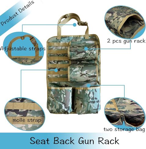 رفوف بندقية السيارات 2 قطعة رف بندقية شاحنة الثقيلة للمقعد الخلفي | حامل بندقية آمن للشاحنات | تخزين حامل المسدس الخلفي للمقعد العالمي لسهولة الوصول إليه in Kuwait