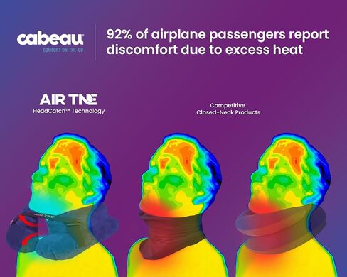 وسادة سفر قابلة للنفخ من Cabeau - Air TNE - قابلة للتعديل وخفيفة الوزن وداعمة للنوم على الطائرات والقطارات والسيارات - حقيبة حمل مدمجة وملائمة حسب الطلب (أسود منتصف الليل) in Kuwait