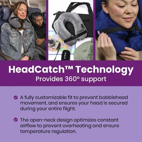 وسادة سفر قابلة للنفخ من Cabeau - Air TNE - قابلة للتعديل وخفيفة الوزن وداعمة للنوم على الطائرات والقطارات والسيارات - حقيبة حمل مدمجة وملائمة حسب الطلب (أسود منتصف الليل) in Kuwait