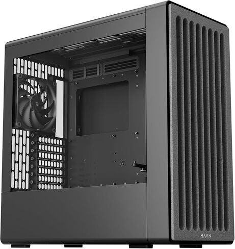 HAVN BF 360 Flow High Airflow ATX Mid Tower PC Case, Semi-Open SGCC Steel Frame, SimpliCable Cable Management, 2X 180mm Fan, 1x 140mm Fan 360mm Radiator Mounts, Magnetic Panels – Black in Saudi Arabia
