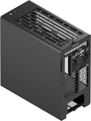 HAVN BF 360 Flow High Airflow ATX Mid Tower PC Case, Semi-Open SGCC Steel Frame, SimpliCable Cable Management, 2X 180mm Fan, 1x 140mm Fan 360mm Radiator Mounts, Magnetic Panels – Black in Saudi Arabia