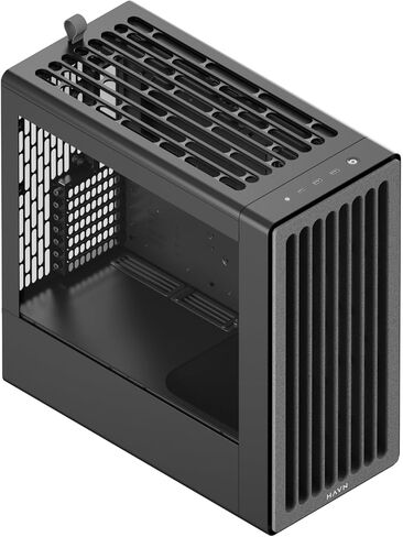 HAVN BF 360 Flow High Airflow ATX Mid Tower PC Case، إطار فولاذي SGCC شبه مفتوح، إدارة كابلات بسيطة، مروحة 2X 180 مم، مروحة 1x 140 مم، حوامل مشعاع 360 مم، لوحات مغناطيسية - أسود in Kuwait