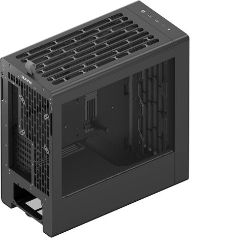 HAVN BF 360 Flow High Airflow ATX Mid Tower PC Case، إطار فولاذي SGCC شبه مفتوح، إدارة كابلات بسيطة، مروحة 2X 180 مم، مروحة 1x 140 مم، حوامل مشعاع 360 مم، لوحات مغناطيسية - أسود in Kuwait
