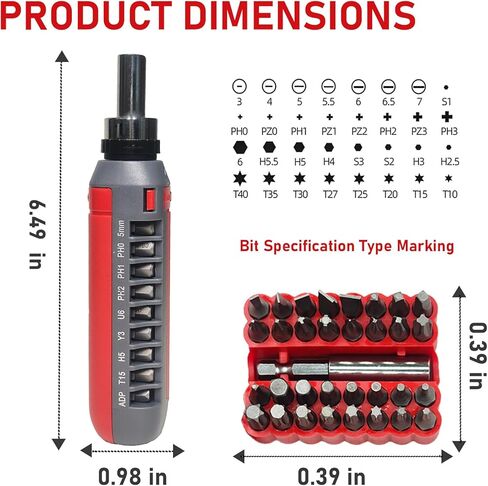 Magnetic Ratcheting Screwdriver Set, 36-Tooth Ratcheting Screwdriver Set with Multipurpose Handle Holding Up To 47 Bits with Phillips Slotted Hex Torx Bits, for Small Spaces for Small Spaces in Saudi Arabia