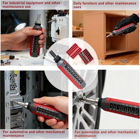 Magnetic Ratcheting Screwdriver Set, 36-Tooth Ratcheting Screwdriver Set with Multipurpose Handle Holding Up To 47 Bits with Phillips Slotted Hex Torx Bits, for Small Spaces for Small Spaces in Saudi Arabia