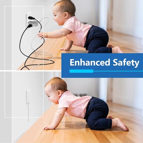 LIDER Flat-Face Outlet Extender with 3 Receptacles, Ultra-Thin Wall Plate Plug with Cord Extender and 3-Outlet Power Strip, 3ft Cord, LWE3-315-W, ETL-Listed, White in Kuwait