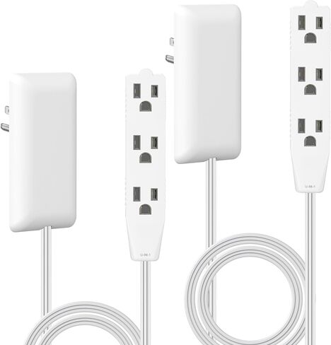LIDER Flat-Face Outlet Extender, 3 Receptacles, 3ft Cord, 1625W, Ultra-Thin in Kuwait