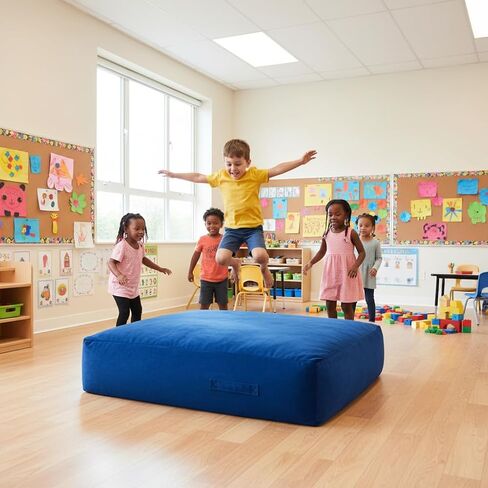 GYMAX Crash Pad for Kids Sensory, 4.75FTx4.75FT/4 FTx3 FT Sensory Crash Mat w/Washable Cover & Foam Blocks for Jump, Climb, Gymnastics, Sensory Therapy, Kids, Adults in Saudi Arabia