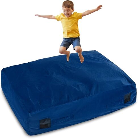 GYMAX Crash Pad for Kids Sensory, 4.75FTx4.75FT/4 FTx3 FT Sensory Crash Mat w/Washable Cover & Foam Blocks for Jump, Climb, Gymnastics, Sensory Therapy, Kids, Adults in Saudi Arabia