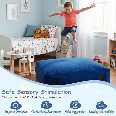 GYMAX Crash Pad for Kids Sensory, 4.75FTx4.75FT/4 FTx3 FT Sensory Crash Mat w/Washable Cover & Foam Blocks for Jump, Climb, Gymnastics, Sensory Therapy, Kids, Adults in Saudi Arabia