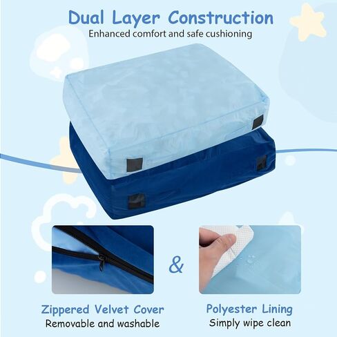 GYMAX Crash Pad for Kids Sensory, 4.75FTx4.75FT/4 FTx3 FT Sensory Crash Mat w/Washable Cover & Foam Blocks for Jump, Climb, Gymnastics, Sensory Therapy, Kids, Adults in Saudi Arabia