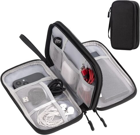 Travel essentials Electronic Cable Organizer Pouch Accessories Carry Case Portable Waterproof Double Layers multifunctional Storage Bag for Cord, Charger, Earphone, Blue, M in Saudi Arabia