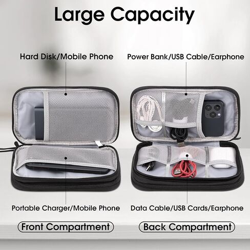 Travel essentials Electronic Cable Organizer Pouch Accessories Carry Case Portable Waterproof Double Layers multifunctional Storage Bag for Cord, Charger, Earphone, Blue, M in Saudi Arabia