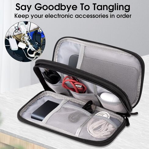 Travel essentials Electronic Cable Organizer Pouch Accessories Carry Case Portable Waterproof Double Layers multifunctional Storage Bag for Cord, Charger, Earphone, Blue, M in Saudi Arabia
