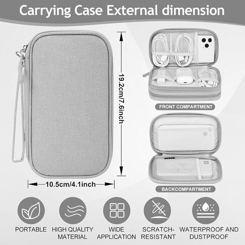 Travel Electronics Organizer, Waterproof Cable Organizer Bag for Electronic Accessories Double Layer Large Shockproof Cable Storage Bag(Grey) in Saudi Arabia