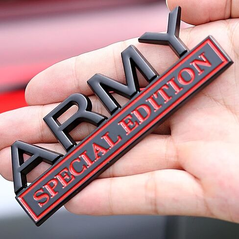 2Pack Army Edition Edition Edition مع 4 لاصق ، شارة ثلاثية الأبعاد للشاحنات ، استبدال الملصقات المعدنية المتوافقة مع مركبة عالمية ، هدايا مخضرمة للجيش للرجال (Silver & Black) in Kuwait