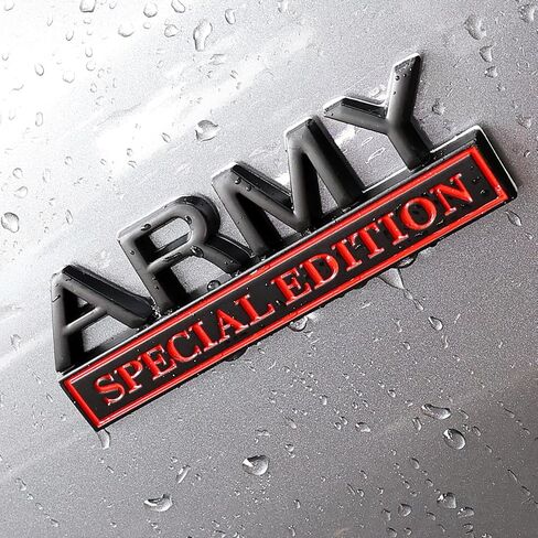 2Pack Army Edition Edition Edition مع 4 لاصق ، شارة ثلاثية الأبعاد للشاحنات ، استبدال الملصقات المعدنية المتوافقة مع مركبة عالمية ، هدايا مخضرمة للجيش للرجال (Silver & Black) in Kuwait