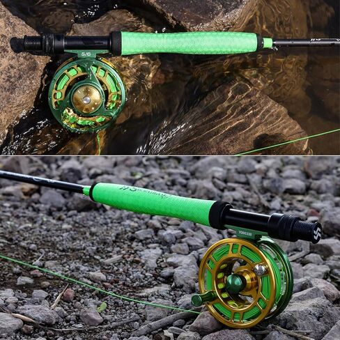 Sougayilang Fly Fishing Rod، خفيف الوزن وقابل للحمل للغاية 4 قطع 5/6wt جرافيت 9 بوصات لبداية كاملة مع مقبض SuperPolymer in Kuwait