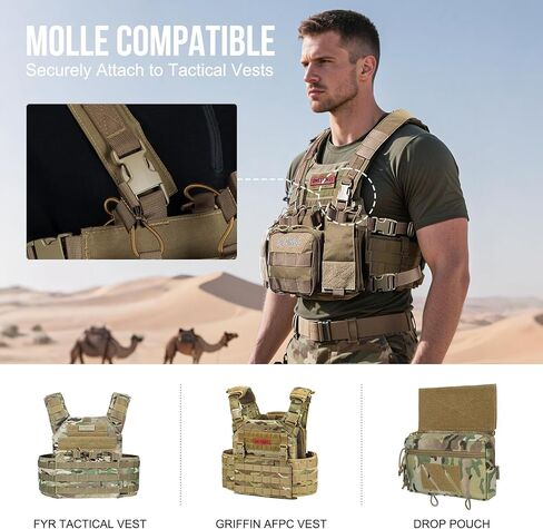 جهاز الصدر ONETIGRIS، جهاز الصدر MOLLE، جهاز الصدر التكتيكي، حقيبة متدلية، حقيبة إدارية للصيد والرماية والمشي لمسافات طويلة in Kuwait