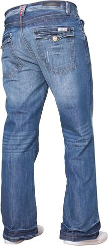 APT Mens Designer Basic Bootcut Flared Wide Leg Blue Denim Jeans - Range of Waist in Saudi Arabia