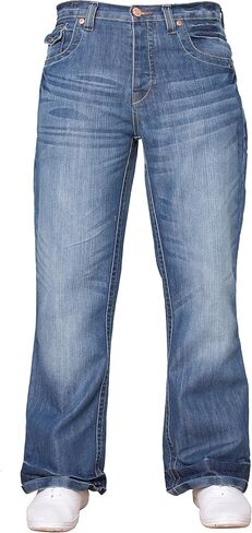 APT Mens Designer Basic Bootcut Flared Wide Leg Blue Denim Jeans - Range of Waist in Saudi Arabia