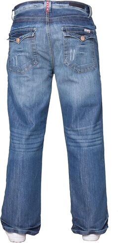 APT Mens Designer Basic Bootcut Flared Wide Leg Blue Denim Jeans - Range of Waist in Saudi Arabia