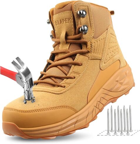 Blapek Steel Toe Work Boots for Men Non Slip Puncture Proof Safety Work Shoes for Men with Indestructible Construction Comfortable Perfect for Outdoor Work, Hiking, Construction in Saudi Arabia