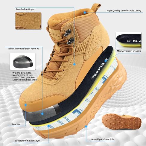 Blapek Steel Toe Work Boots for Men Non Slip Puncture Proof Safety Work Shoes for Men with Indestructible Construction Comfortable Perfect for Outdoor Work, Hiking, Construction in Saudi Arabia