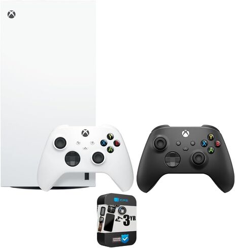 Microsoft EP2-00692 Xbox Series X 1TB All-Digital Console (Disc-Free Gaming) - Robot White with Dual Controller (Robot White & Carbon Black) Bundle with 3 YR CPS Enhanced Protection Pack in Saudi Arabia