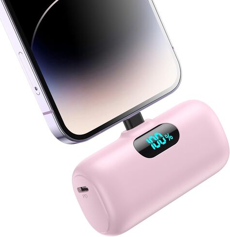 شاحن محمول صغير لهاتف iPhone، حزمة بطارية شحن سريع PD بقدرة 5000 مللي أمبير في الساعة، شاشة LCD شاحن هاتف محمول لطيف باور بانك لهاتف iPhone 14/14 Pro Max/13/13 Pro/12 Pro/11/XS/XR/X/8/7/6- أسود in Kuwait