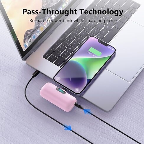 شاحن محمول صغير لهاتف iPhone، حزمة بطارية شحن سريع PD بقدرة 5000 مللي أمبير في الساعة، شاشة LCD شاحن هاتف محمول لطيف باور بانك لهاتف iPhone 14/14 Pro Max/13/13 Pro/12 Pro/11/XS/XR/X/8/7/6- أسود in Kuwait