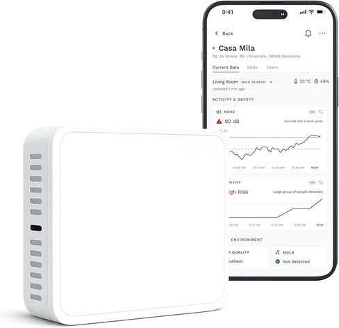 Noise Monitoring Device for Airbnb | Noise & Occupancy Sensor | Indoor Noise, Motion & Temperature Monitor | Privacy-Safe for Rentals, Offices & Homes in Saudi Arabia