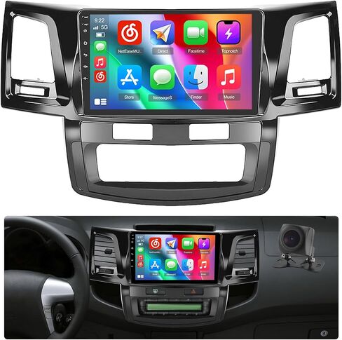 Roinvou 2+64G Android CarPlay Stereo لـ 2005-2014 Toyota Fortuner Hilux، المدمج في CarPlay اللاسلكي مع Android Auto، شاشة لمس 9 بوصات في لوحة القيادة GPS ودعم مرآة Link BT FM RDS AHD in Saudi Arabia
