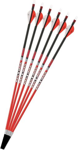 أسهم كربون Express Maxima RED من الكربون مع تحكم ديناميكي في العمود الفقري ودوارات بليزر، 6 عبوات، متوفرة في 250 (.400 عمود فقري) و350 (.350 عمود فقري) in Kuwait