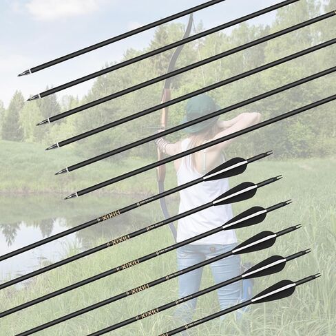 XIXILI 12 Pack Carbon Arrows 32 inch, Hunting and Target Practice Arrows for Compound Bow and Recurve Bow, Spine 500 with Removable Tips in Saudi Arabia